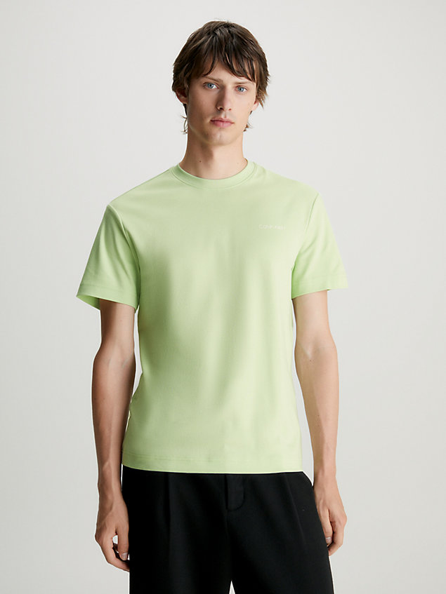 green t-shirt bawełniany z małym logo dla mężczyźni - calvin klein