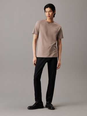 t-shirt in cotone interlock cinder da uomini calvin klein