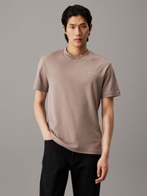 grey cotton interlock t-shirt for men calvin klein