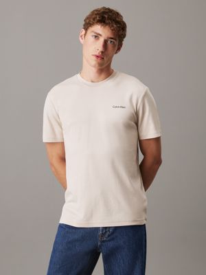 ivory cotton interlock t-shirt for men calvin klein