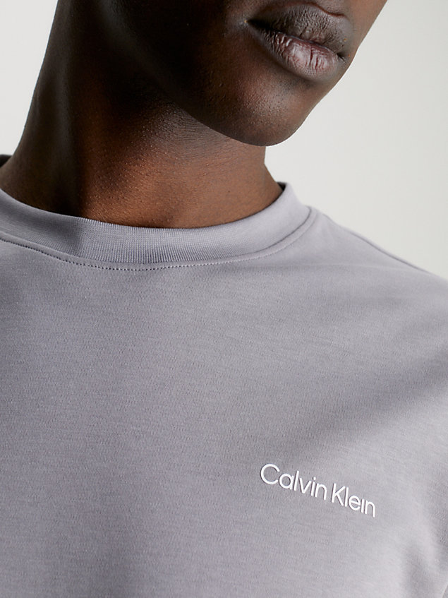 grey t-shirt bawełniany z małym logo dla mężczyźni - calvin klein