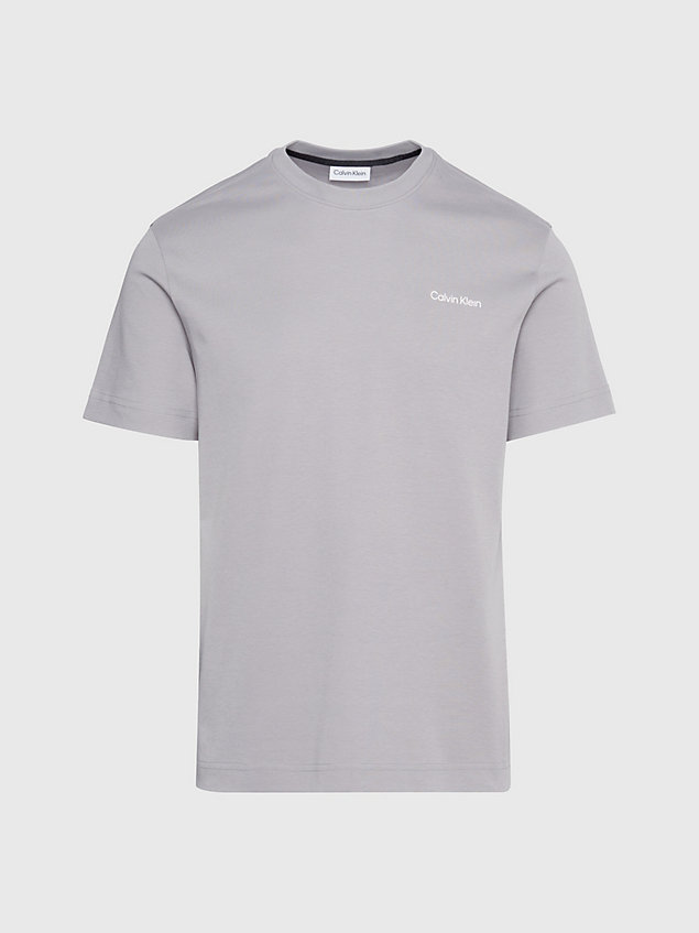 grey bawełniany t-shirt z małym logo dla mężczyźni - calvin klein
