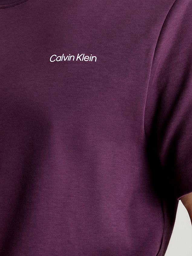 purple t-shirt mit mikro-logo aus baumwolle für herren - calvin klein