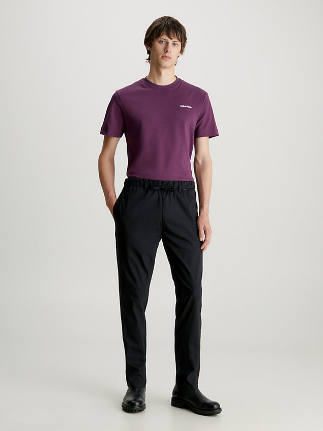 t-shirt con micro logo in cotone purple da uomo calvin klein