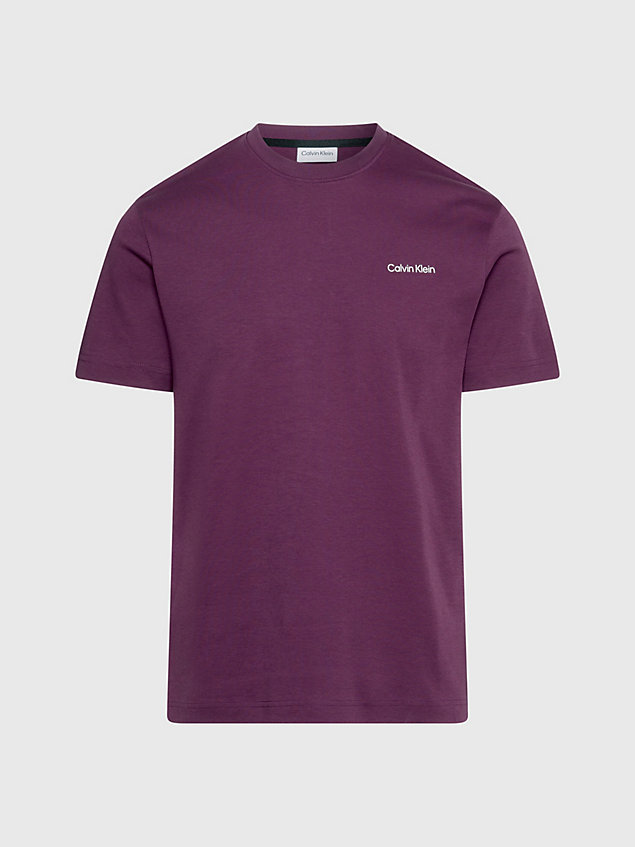 purple katoenen t-shirt met micrologo voor heren - calvin klein