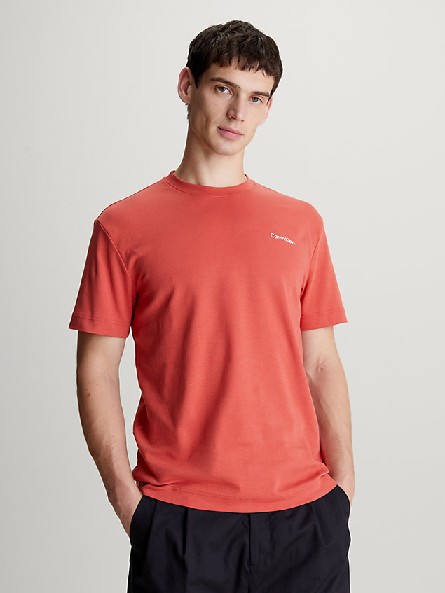 t-shirt con logo in cotone red da uomini calvin klein
