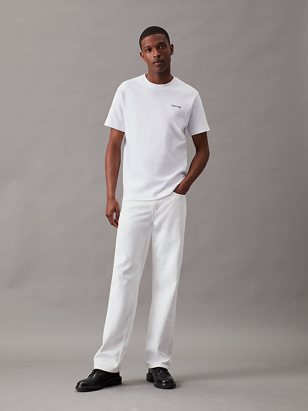 t-shirt con micro logo in cotone white da uomo calvin klein