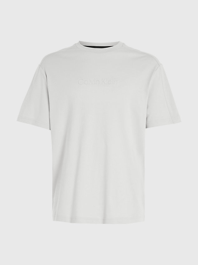 beige t-shirt z logo z bawełny organicznej dla mężczyźni - calvin klein