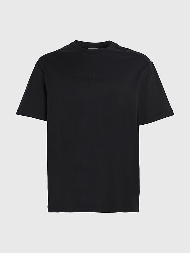 t-shirt in cotone biologico con logo ck black da uomo calvin klein