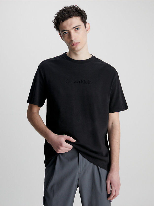 CK BLACK Camiseta de algodón orgánico con logo de hombre CALVIN KLEIN