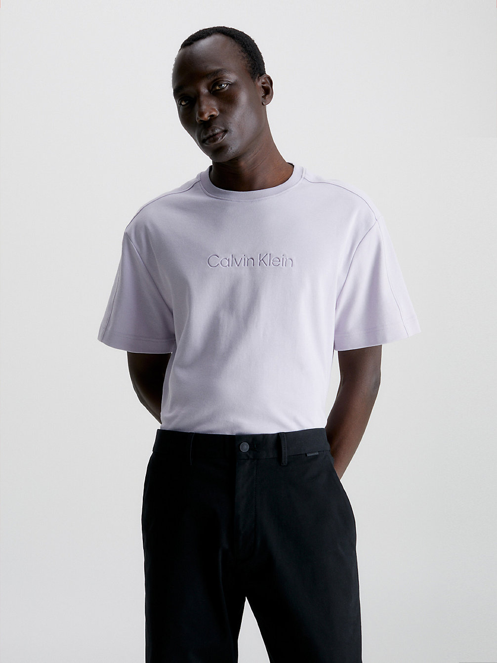 MISTY LILAC Organic Cotton Logo T-Shirt undefined men Calvin Klein