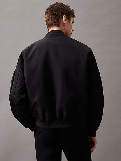 black sateen bomber jacket for men calvin klein