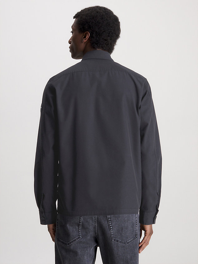 black overshirt z bawełny z twillem dla mężczyźni - calvin klein