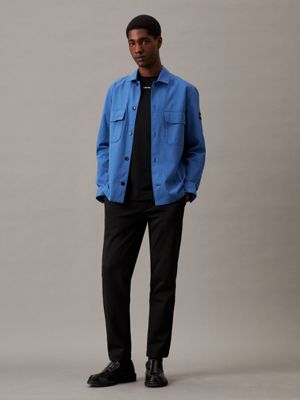 Calvin klein blue leather jacket online