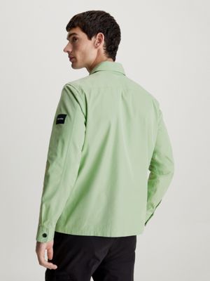 quiet green boxy twill overshirt for men calvin klein