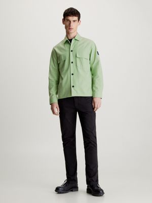 quiet green boxy twill overshirt for men calvin klein