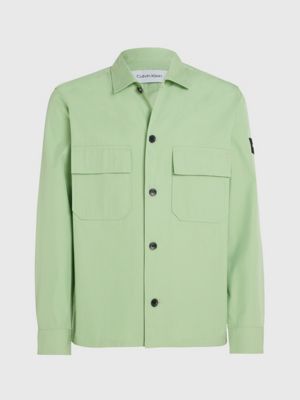 quiet green boxy twill overshirt for men calvin klein