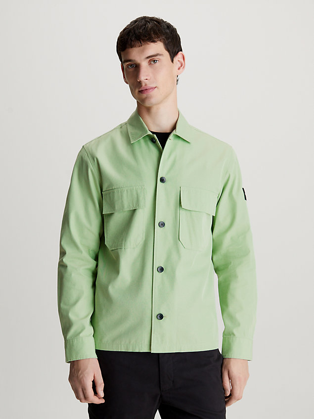 green boxy twill overshirt for men calvin klein
