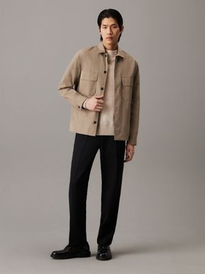 brindle boxy twill overshirt for men calvin klein