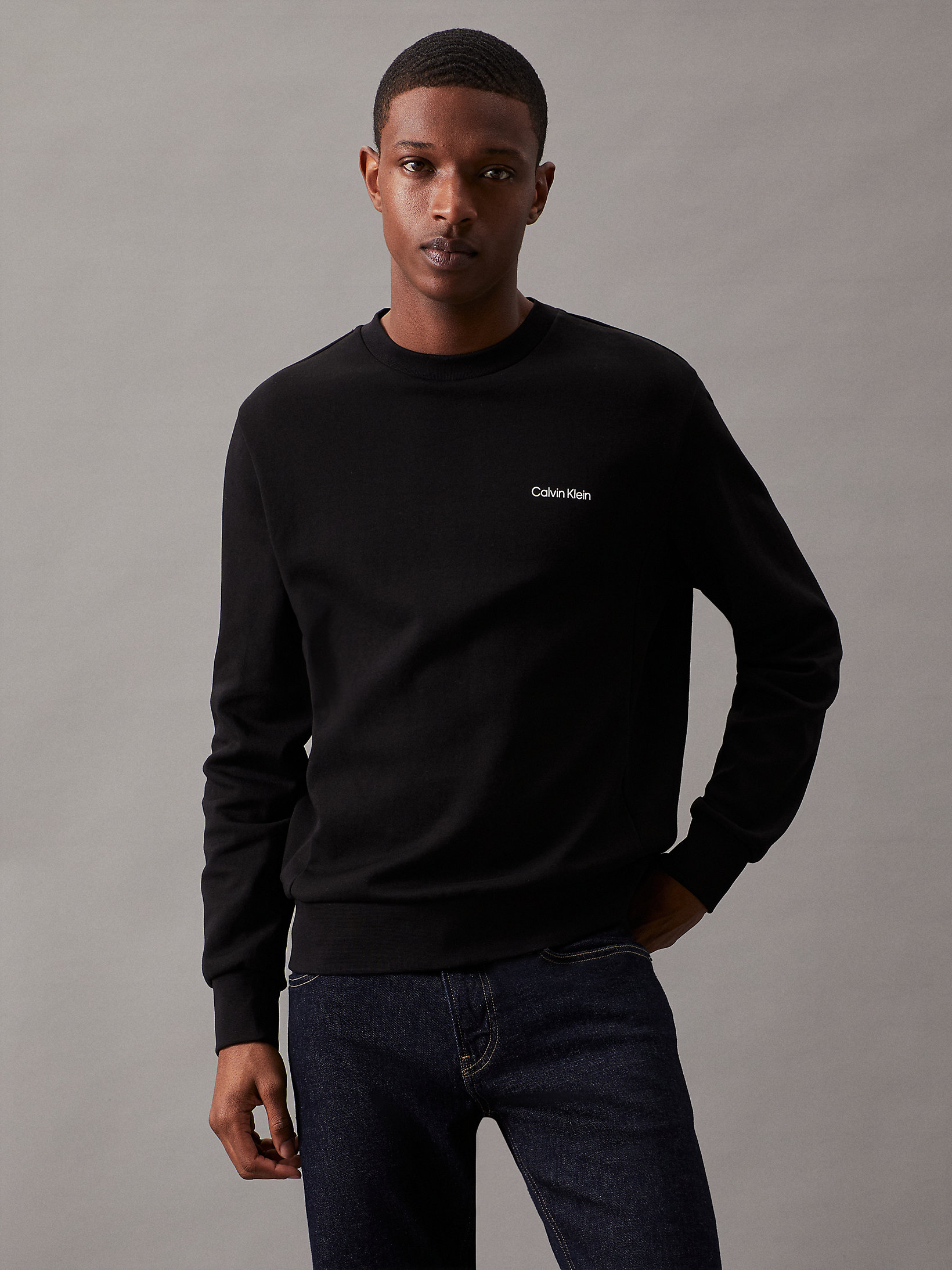 CK Black Recycled Polyester Sweatshirt undefined men Calvin Klein