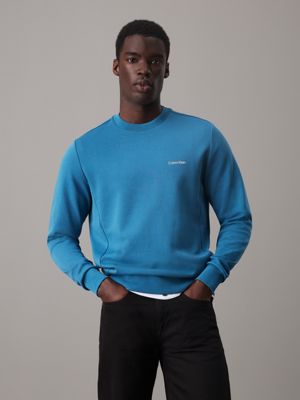 bright blue cotton sweatshirt for men calvin klein