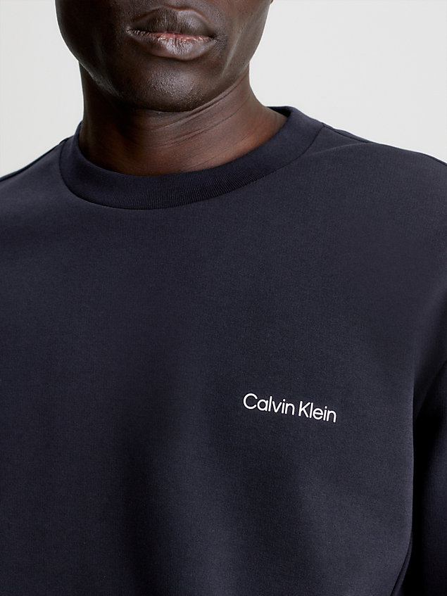 sweat-shirt en coton avec micro-logo blue pour hommes calvin klein