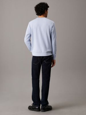 zen blue blended interlock sweatshirt for men calvin klein