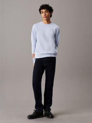 zen blue blended interlock sweatshirt for men calvin klein