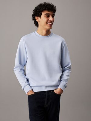 blue blended interlock sweatshirt for men calvin klein