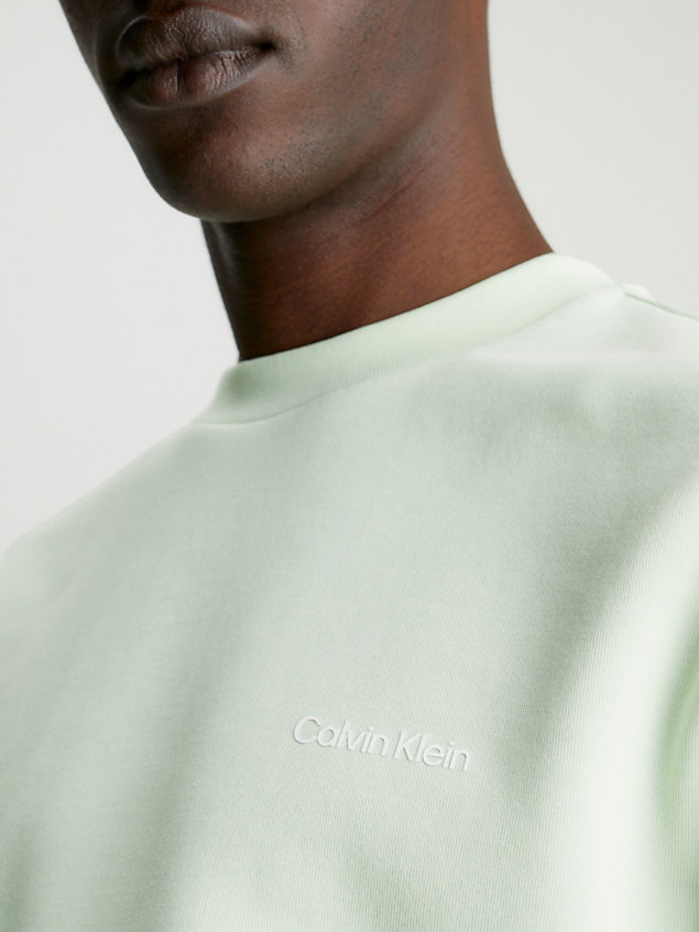 sweat-shirt en coton avec micro-logo green pour hommes calvin klein