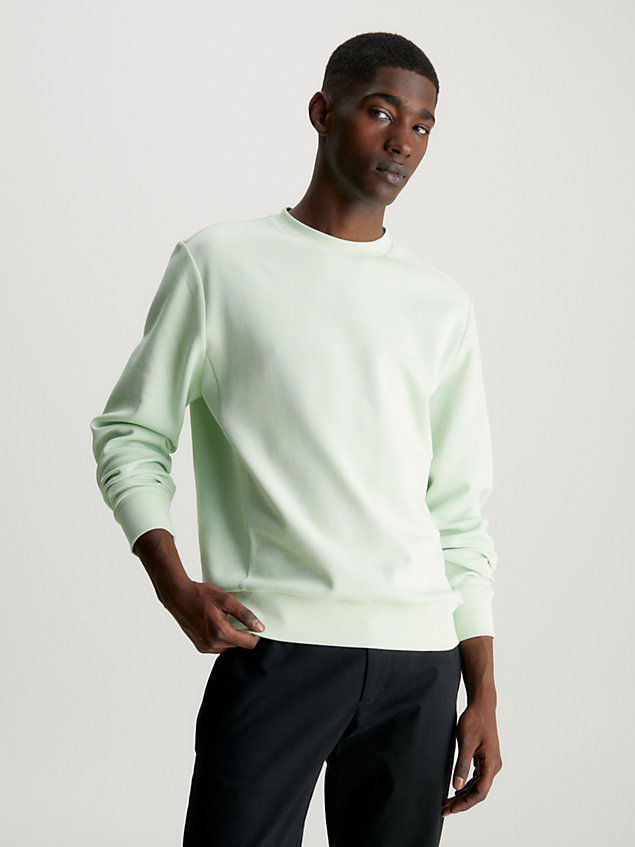 green bluza bawełniana z małym logo dla mężczyźni - calvin klein