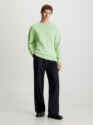 quiet green cotton sweatshirt for men calvin klein