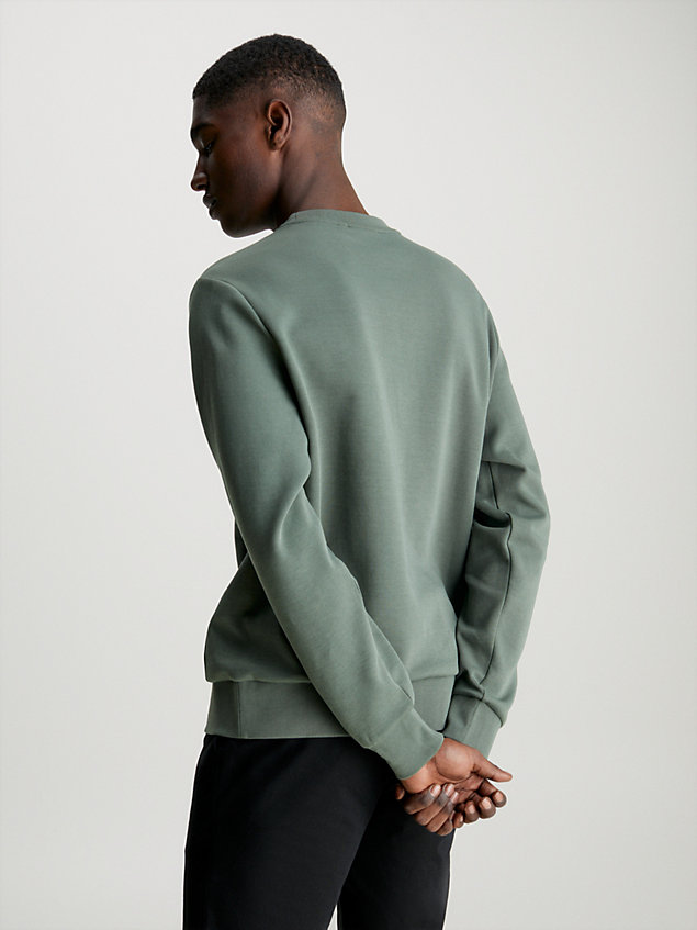 green sweatshirt aus baumwolle mit mikro-logo für herren - calvin klein