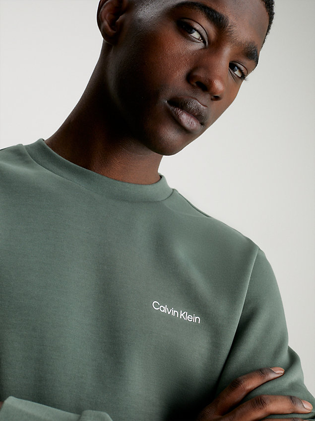 green sweatshirt aus baumwolle mit mikro-logo für herren - calvin klein