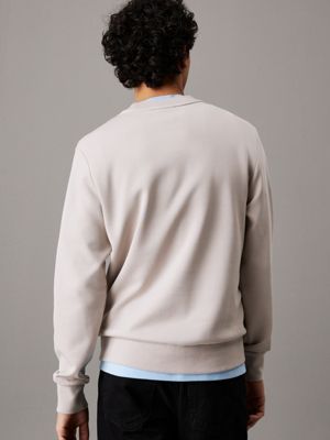 sweat en interlock mélangé grey pour hommes calvin klein