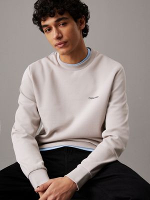 grey blended interlock sweatshirt for men calvin klein