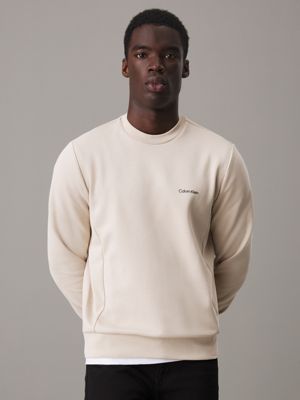 ivory cotton sweatshirt for men calvin klein