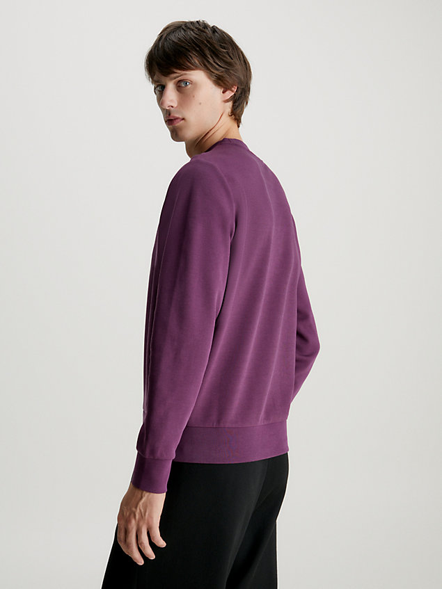purple micro logo cotton sweatshirt for men calvin klein