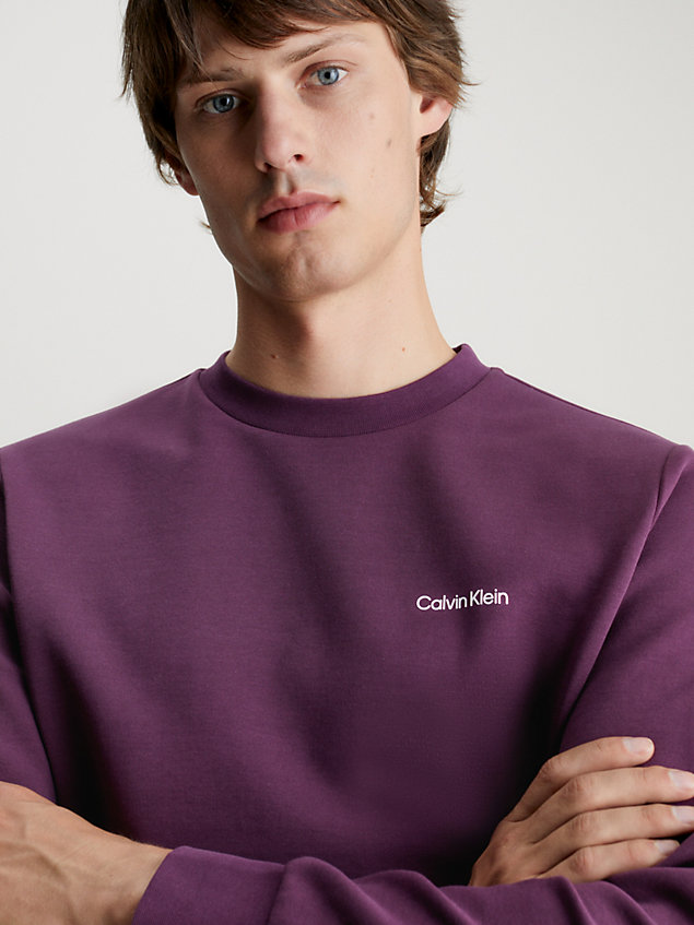 purple bluza bawełniana z małym logo dla mężczyźni - calvin klein