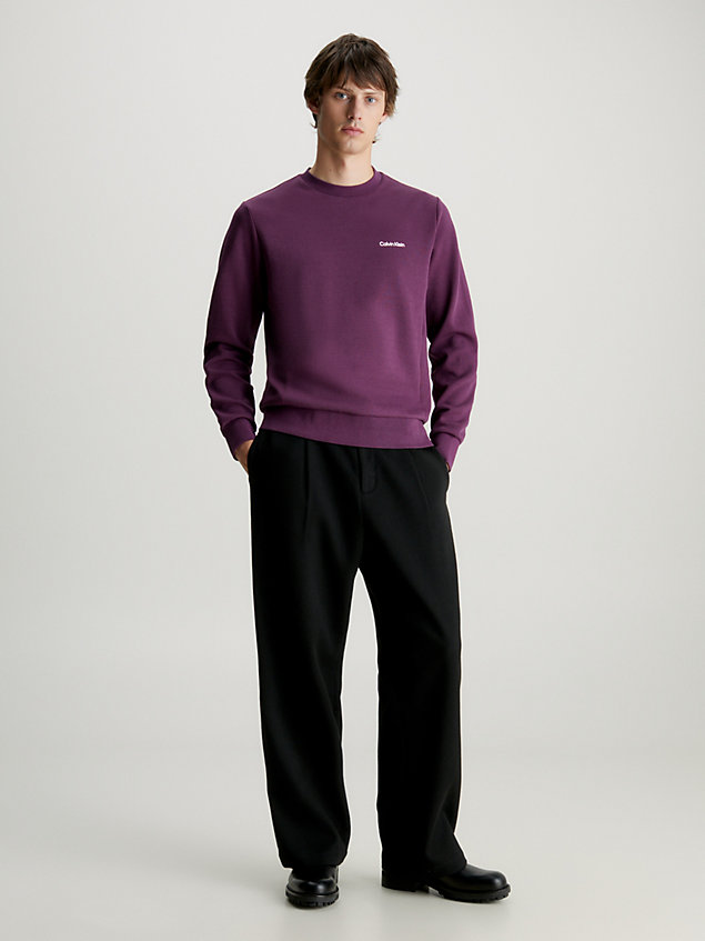 purple sweatshirt mit mikro-logo für herren - calvin klein