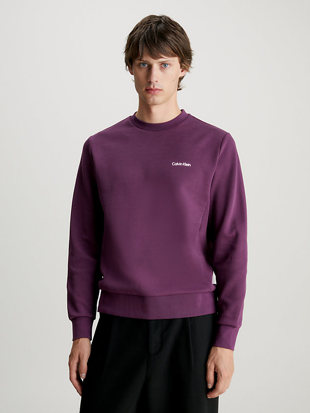 purple cotton sweatshirt for men calvin klein