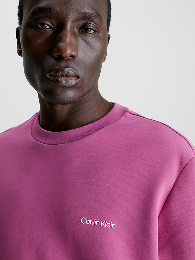 sweat-shirt en coton avec micro-logo purple pour hommes calvin klein
