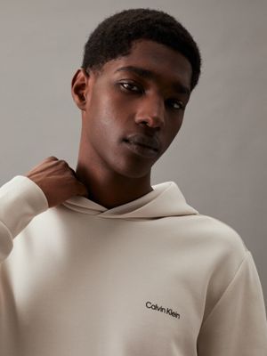 stony beige cotton hoodie for men calvin klein