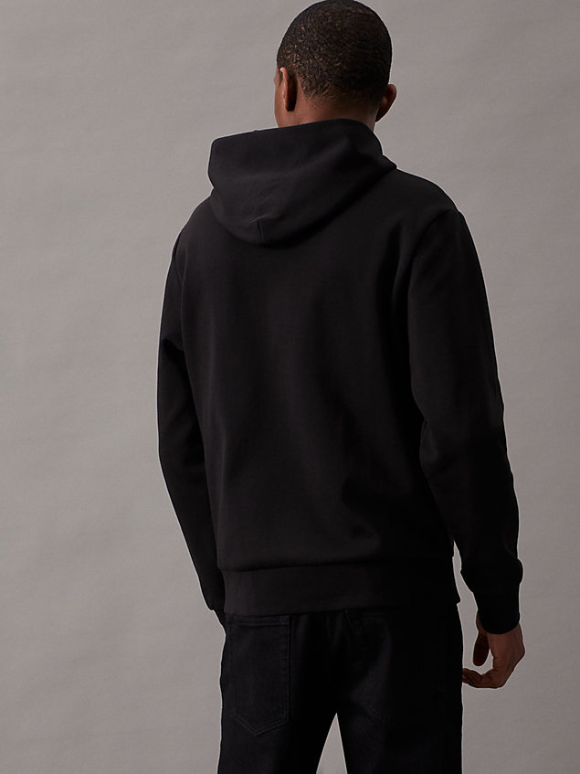 black hoodie mit mikro-logo für herren - calvin klein