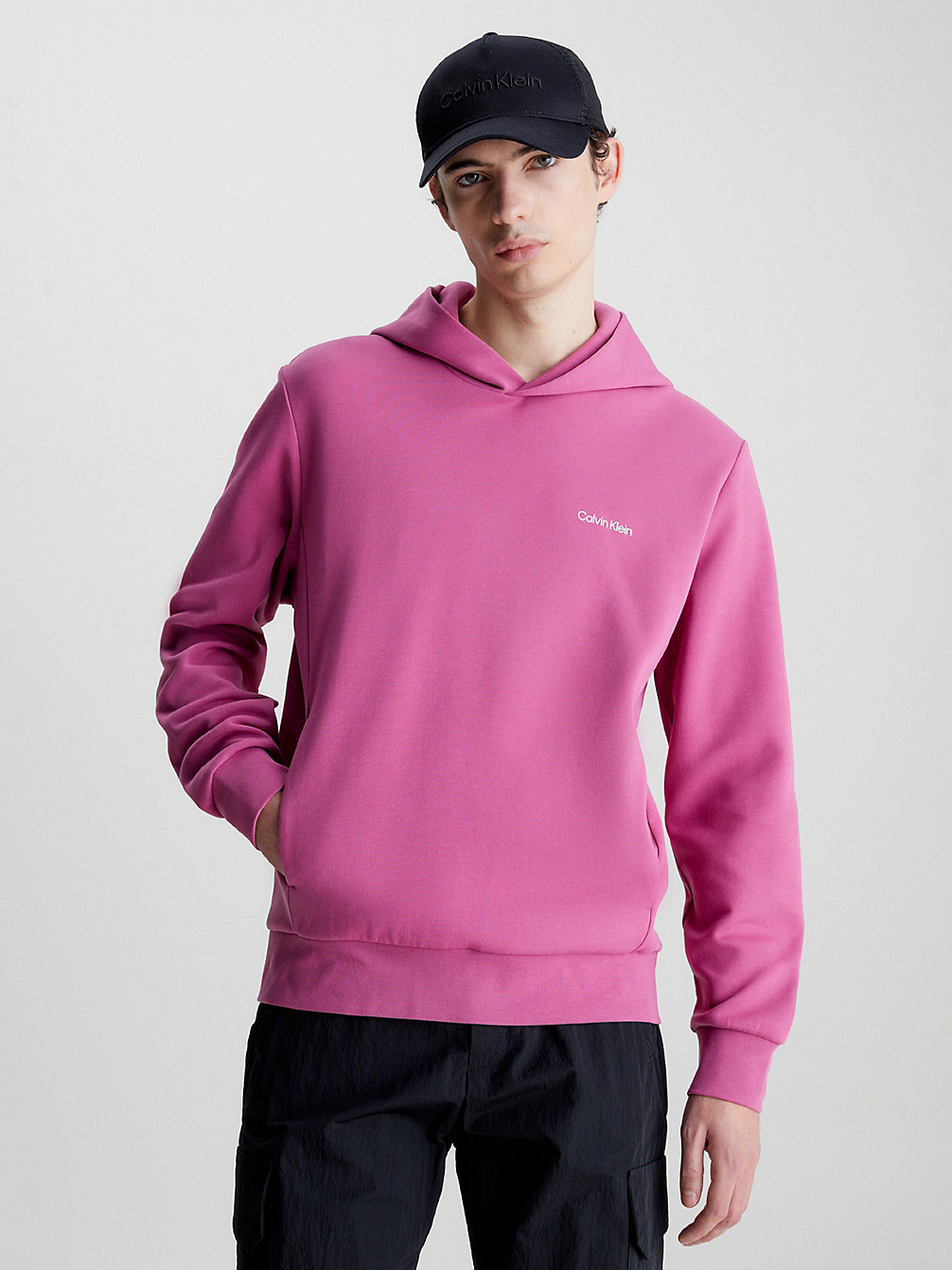 PALE FUCHSIA Recycled Polyester Hoodie undefined men Calvin Klein