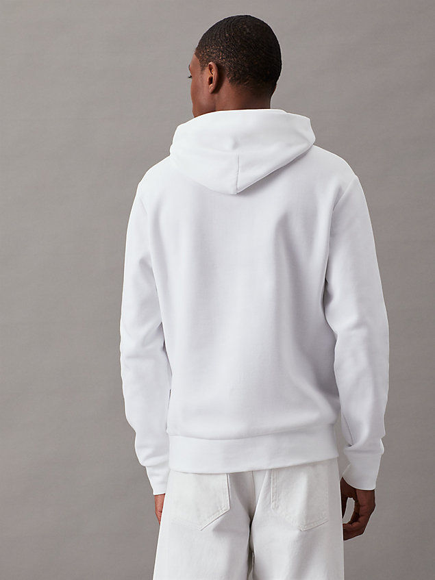 white hoodie mit mikro-logo für herren - calvin klein