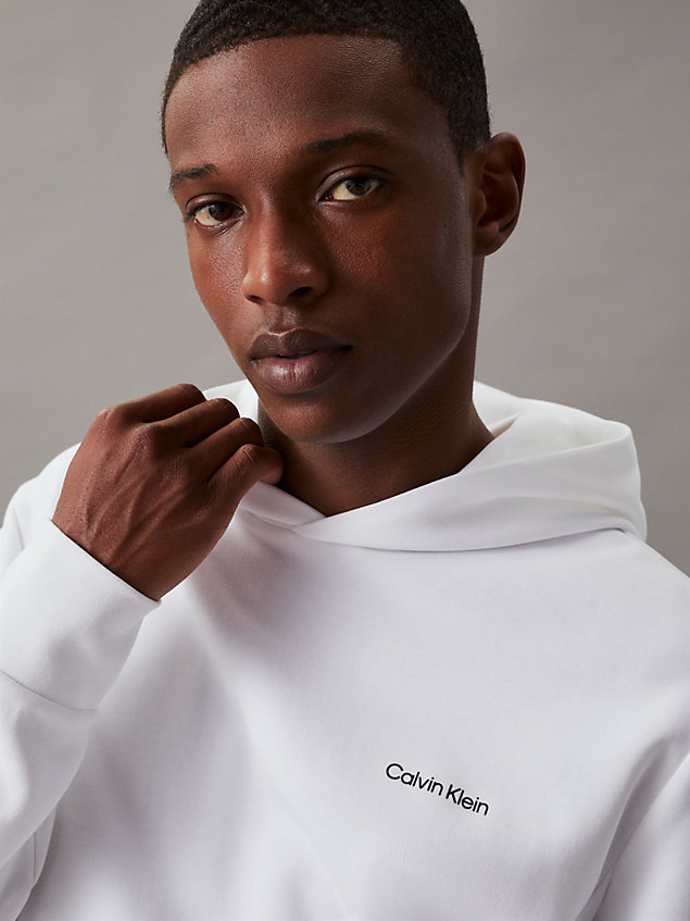 white micro logo hoodie for men calvin klein
