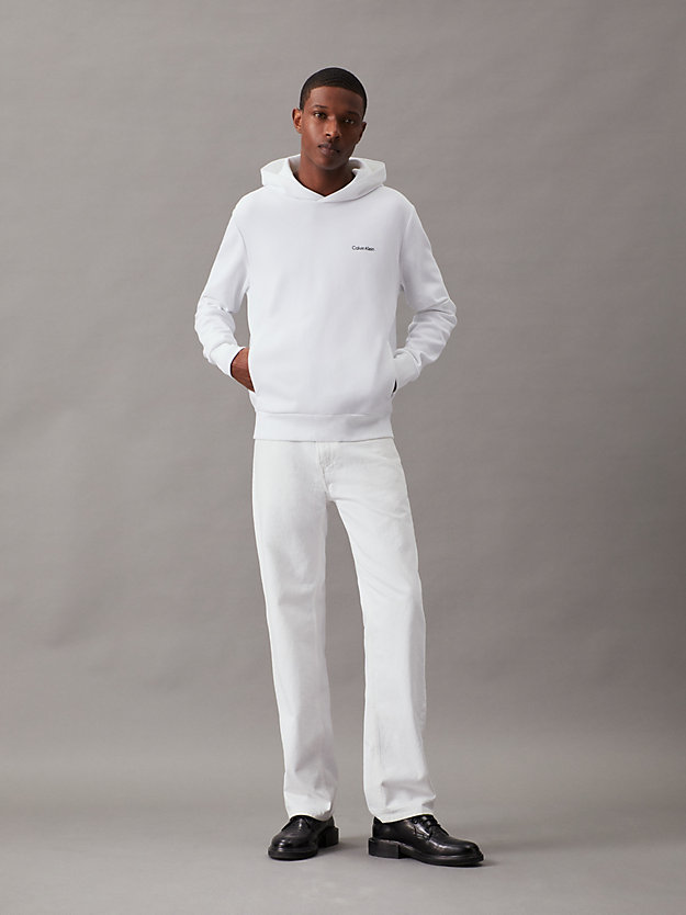 sweat-shirt à capuche en coton bright white pour hommes calvin klein