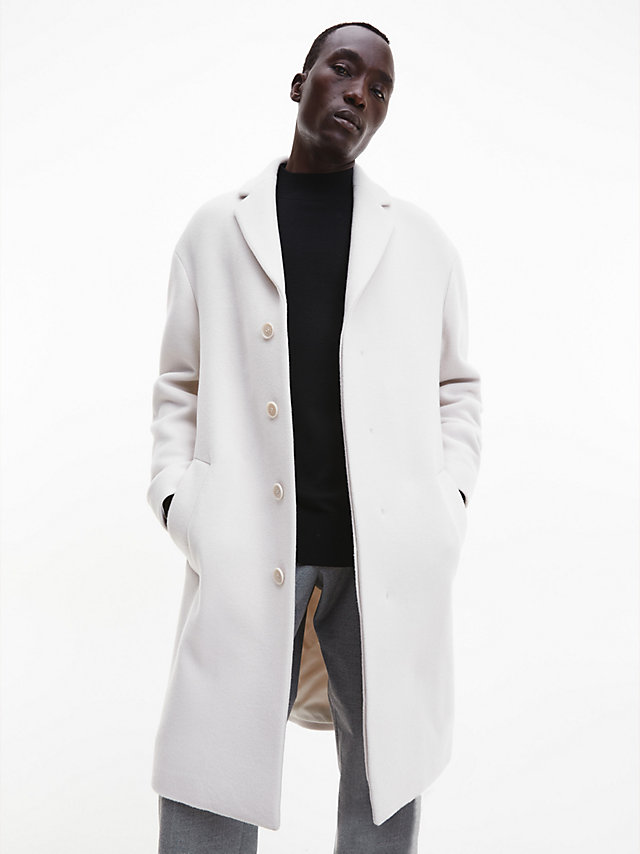 Stony Beige Virgin Wool Coat undefined men Calvin Klein