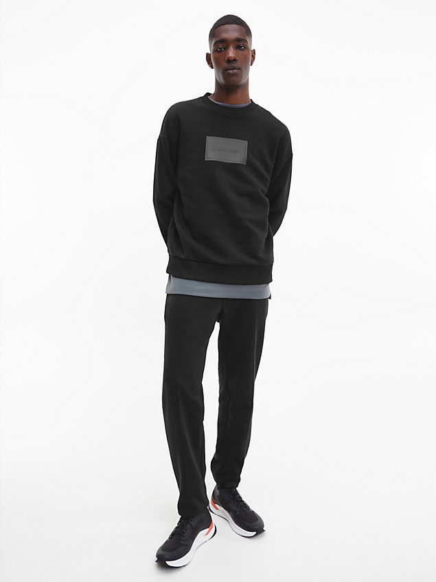 black relaxed sweatshirt met logo met textuur voor heren - calvin klein